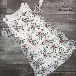 Signature by Robbie Bee Floral Cold Shoulder Sheer Layered Dress Size S